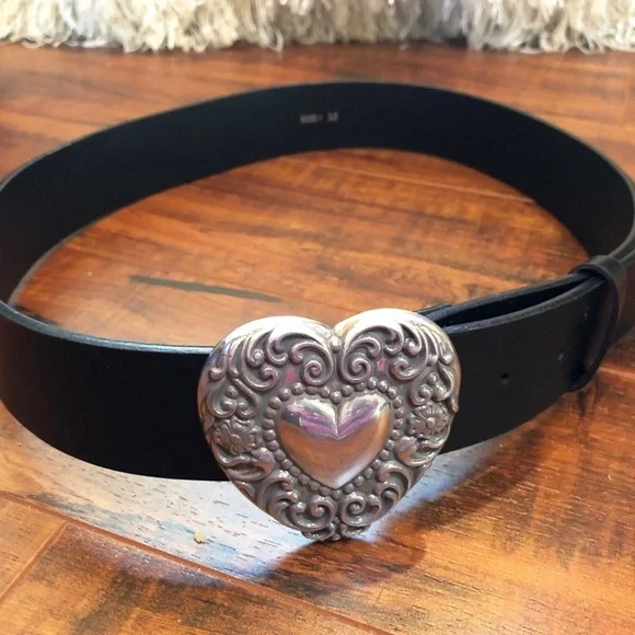 Silver Heart Flower Filigree Black Belt Heart Of Silver Belt - Brighton main image 3
